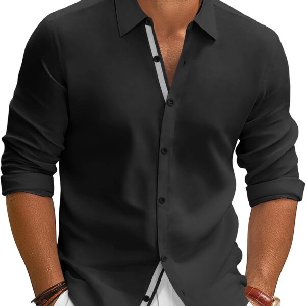 PJ PAUL JONES Mens Dress Shirts Wrinkle Free Stretch Button Down Shirt Casual Long Sleeve Business Shirts