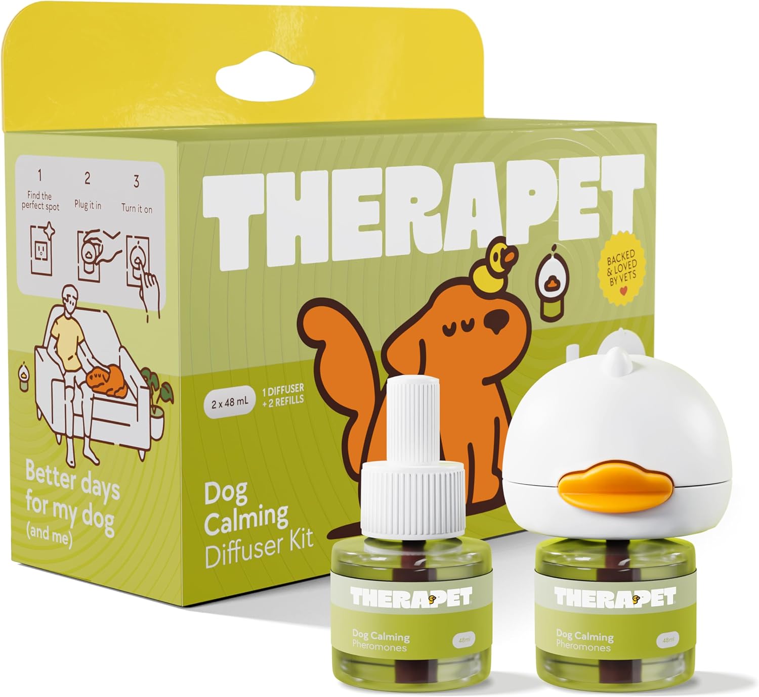 TherapetMD 60-Day Dog Calming Diffuser - for Stress, Destructive Behavior, Pee Accidents, Separation Anxiety, Barking, Aggression & Chewing - 60-Day Refill Included - Packaging May Vary TherapetMD 60-Day Dog Calming Diffuser - for Stress, Destructive Behavior, Pee Accidents, Separation Anxiety, Barking, Aggression & Chewing - 60-Day Refill Included - Packaging May Vary