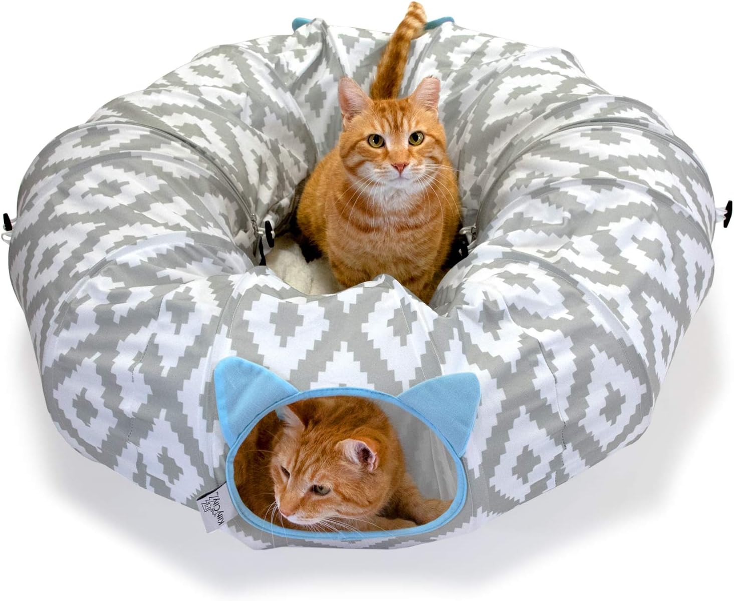 Kitty City Large Cat Tunnel Bed, 2-in-1 Zip-Together Cat Play Tunnel & Plush Nap Bed, Pop-Up Indoor Cat Toy with Hanging Toys, Collapsible Design - White Kitty City Large Cat Tunnel Bed, 2-in-1 Zip-Together Cat Play Tunnel & Plush Nap Bed, Pop-Up Indoor Cat Toy with Hanging Toys, Collapsible Design - White