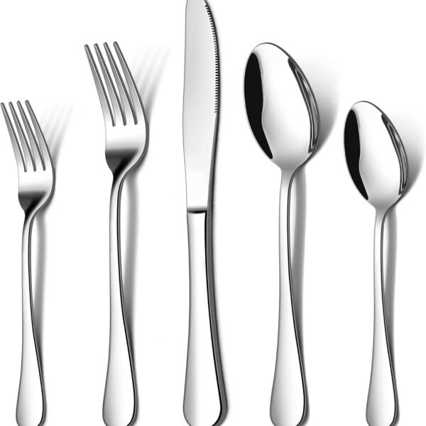 LIANYU 20 Piece Silverware Flatware Cutlery Set, Stainless Steel Utensils Service for 4, Include Knife Fork Spoon, Mirror Polished, Dishwasher Safe