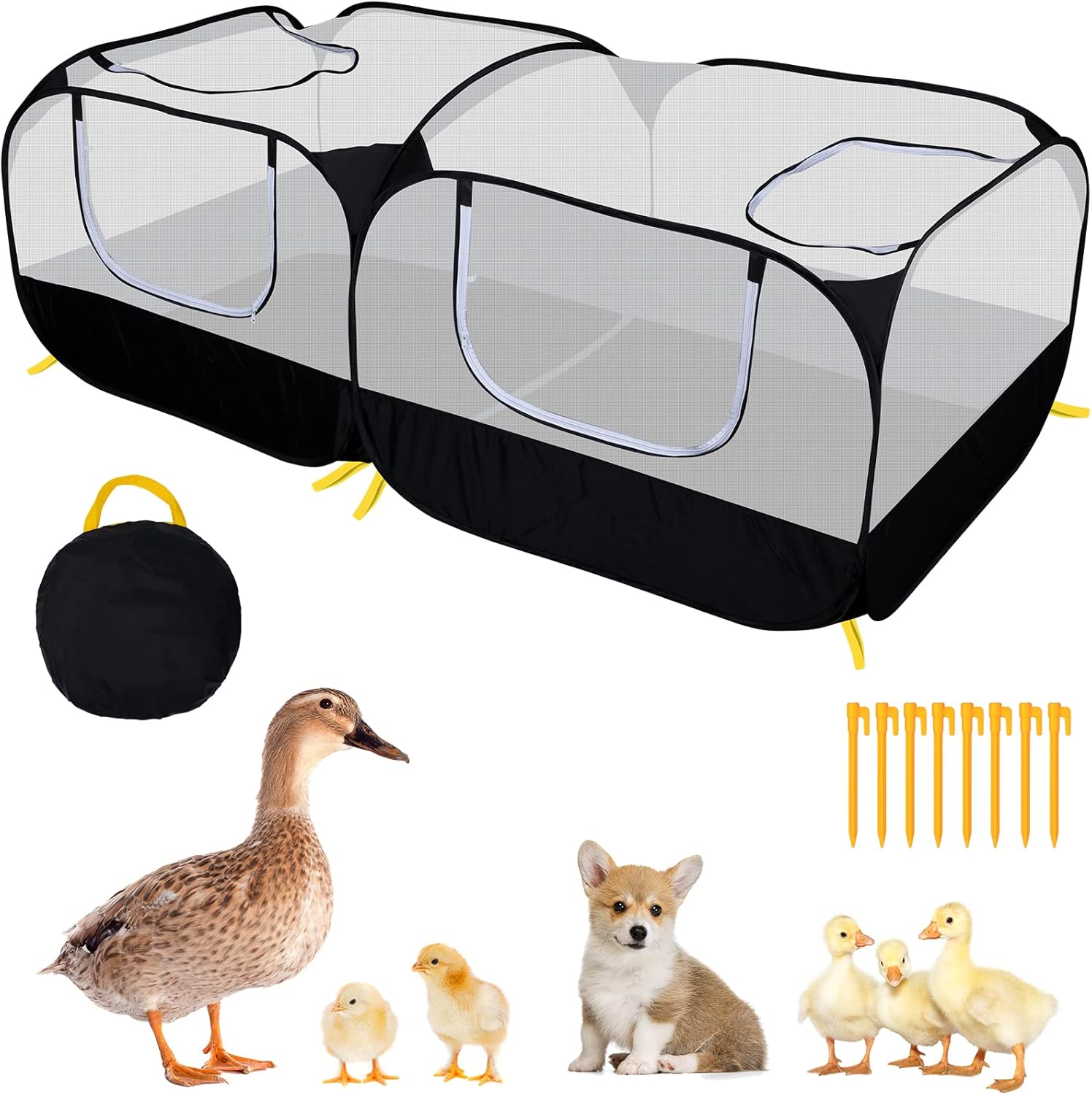 Small Animal Playpen, Portable Chicken Run Coop with Detachable Bottom and Breathable Mesh Walls, Foldable Pet Enclosure for Puppy Kitten Rabbits, Pet Tent Indoor Outdoor Small Animal Playpen, Portable Chicken Run Coop with Detachable Bottom and Breathable Mesh Walls, Foldable Pet Enclosure for Puppy Kitten Rabbits, Pet Tent Indoor Outdoor