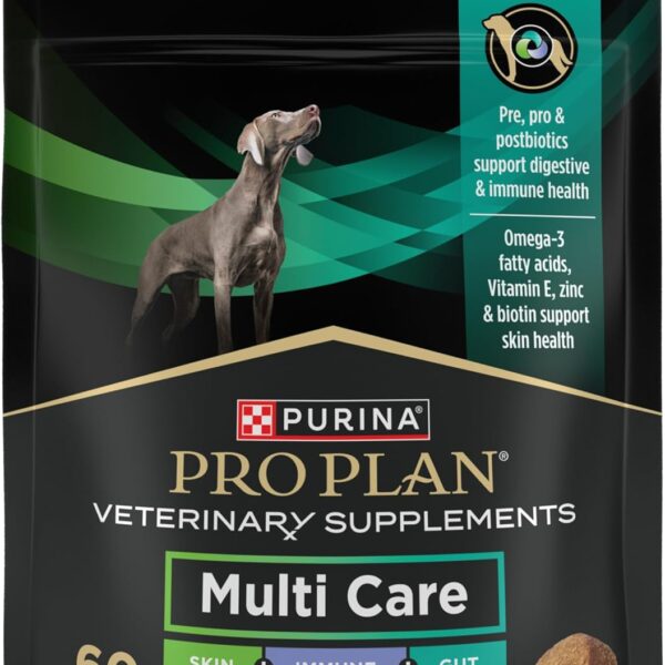 Purina Pro Plan Veterinary Supplements Multi Care Canine Chews for Dogs, with Omega 3, Supports Skin, Immune and Gut Health - 30ct Pouch