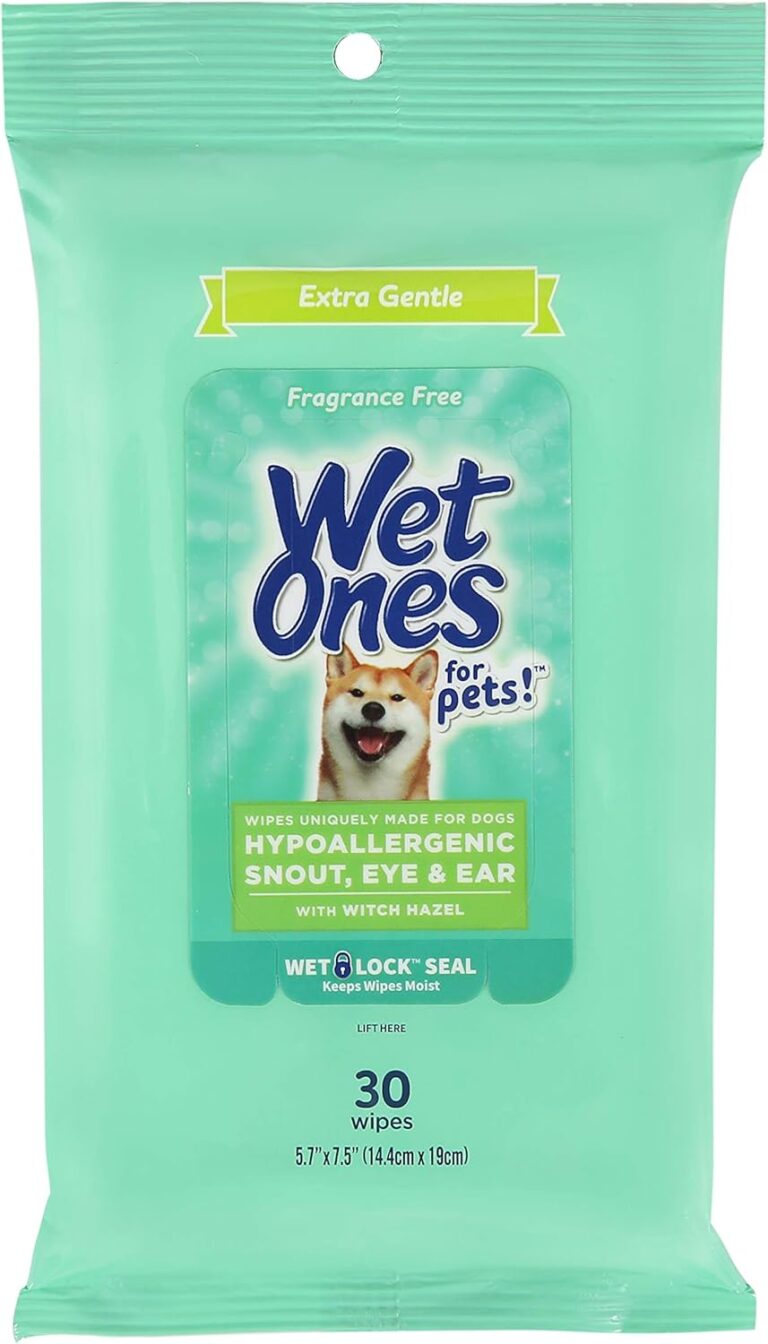 Wet Ones for Pets Extra Gentle Dog Wipes with Witch Hazel for Snout, Eye, Ear - Fragrance-Free Wipes for Dogs with Wet Lock Seal, 30 Count