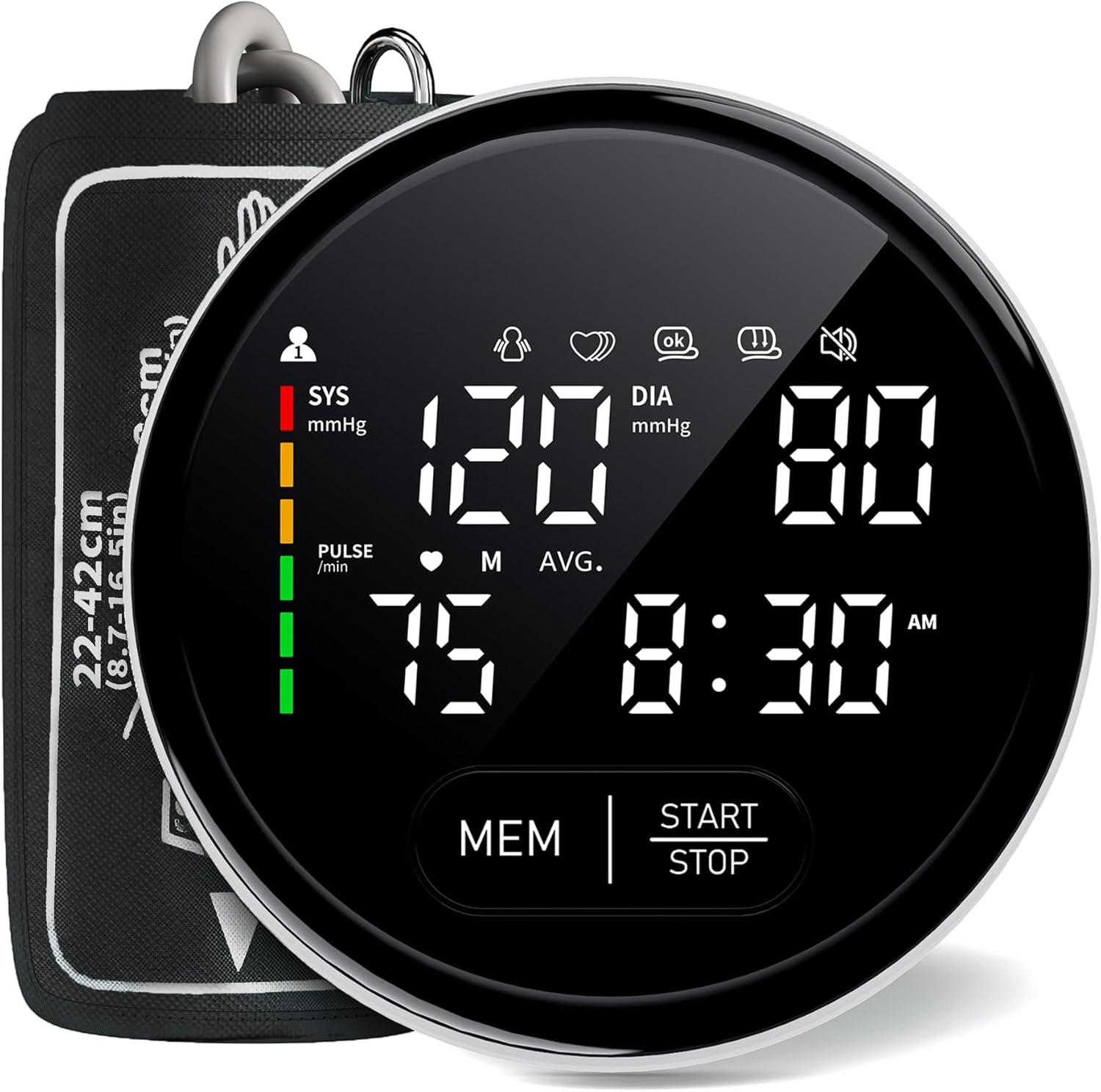 Blood Pressure Monitor Upper Arm Automatic Monitors for Home Use Adjustable 8.7"-16.5" Cuff Voice Broadcast Large Backlit Display 240 Sets Memory with Storage Bag Blood Pressure Monitor Upper Arm Automatic Monitors for Home Use Adjustable 8.7"-16.5" Cuff Voice Broadcast Large Backlit Display 240 Sets Memory with Storage Bag
