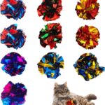 Cat Crinkle Ball Toys 10 Packs for Indoor Cats to Kill Time and Keep Fit, 2.3 Inch Colorful Mylar Crinkle Balls Attract Cats to Swat, Bite, Hunt, Interactive Toys for Cats and Kittens