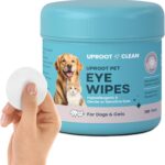 Uproot Clean Cat & Dog Eye Wipes: Hypoallergenic Eye Wipes for Dogs (100ct.) - Gentle & Cleansing Tear Stain Remover for Dogs - Reduce Discharge, Tear Stain Deep Clean Wrinkles Cats