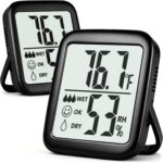 Antonki 2 Pack Room Thermometer for Home, Hygrometer Indoor Humidity Meter Gauge, Digital Temperature and Humidity Sensor Monitor for House, Terrarium, Incubator, Greenhouse - Battery Included