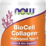 NOW Foods Supplements, BioCell Collagen Hydrolyzed Type II, Clinically Validated, 120 Veg Capsules