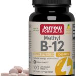 Jarrow Formulas Methyl Vitamin B-12 1000 mcg, 100 Chewable Tablets, Lemon Flavored- Bioactive B12 Vitamin - Supports Cellular Energy Production, Brain Health & Metabolism - 100 Servings