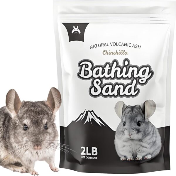 Hamiledyi Chinchilla Bath Sand 2 LB Pumice Power Dust Free Natural Pure Totoros Cleansing Desert Bathing Mice Litter for Chinchillas