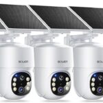 SOLIOM- 5MP Security Cameras Wireless Outdoor, No Subscription & Solar Powered,4-Cam Pack Home Security Camera with 360 Auto Human Motion Tracking, 3K Color Night Vision,5G & 2.4G Router Compatible
