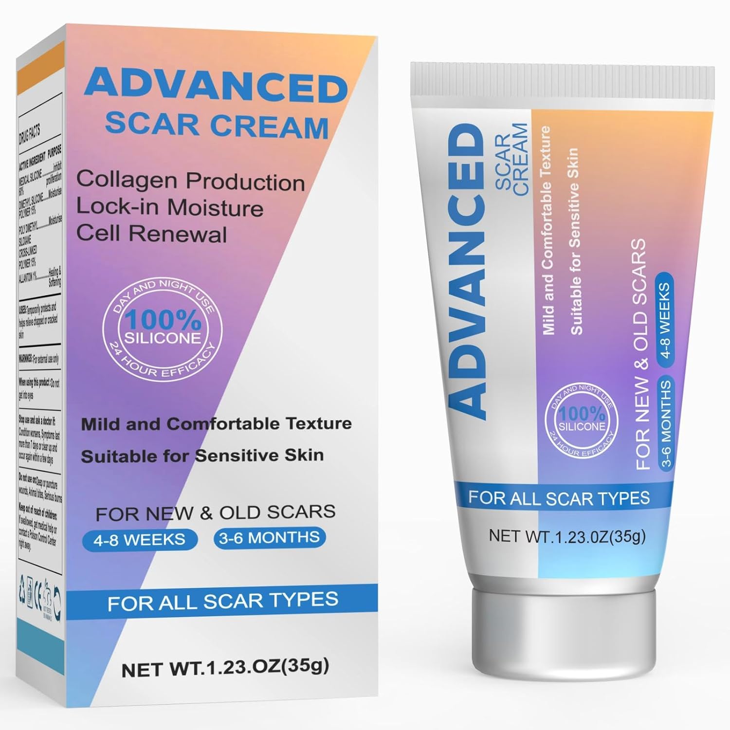 Silicone Scar Cream Scar Gel - Advanced Scar Treatment Keloid Bump Removal for Surgical Scars, C-Section, Injury, Stretch Marks, Acne, Burns, Keloids, Old & New Scars, 1.23Oz (35g) Silicone Scar Cream Scar Gel - Advanced Scar Treatment Keloid Bump Removal for Surgical Scars, C-Section, Injury, Stretch Marks, Acne, Burns, Keloids, Old & New Scars, 1.23Oz (35g)