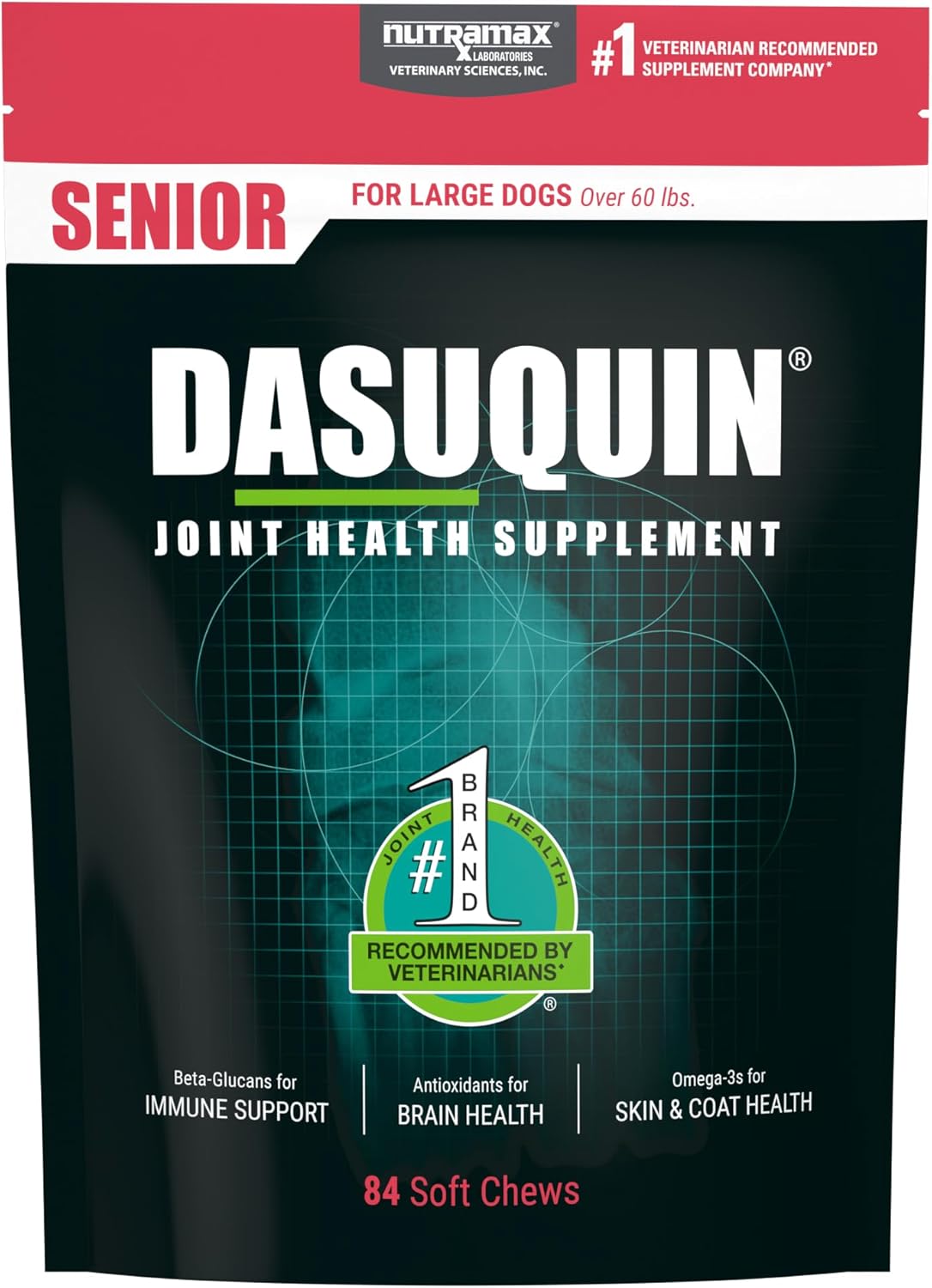 Nutramax Dasuquin Joint Health Supplement for Large Senior Dogs for Immune Support, Skin & Coat Health, and Brain Health, 84 Soft Chews Nutramax Dasuquin Joint Health Supplement for Large Senior Dogs for Immune Support, Skin & Coat Health, and Brain Health, 84 Soft Chews