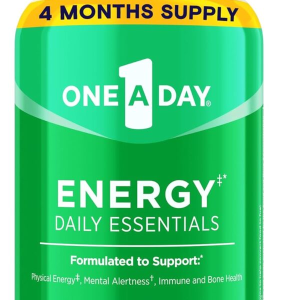 One A Day Energy Daily Essentials Multivitamin, Energy Supplement to Support Mental Alertness and Immune Health with Vitamins A C, D, E, Zinc and Caffeine, 120 Count
