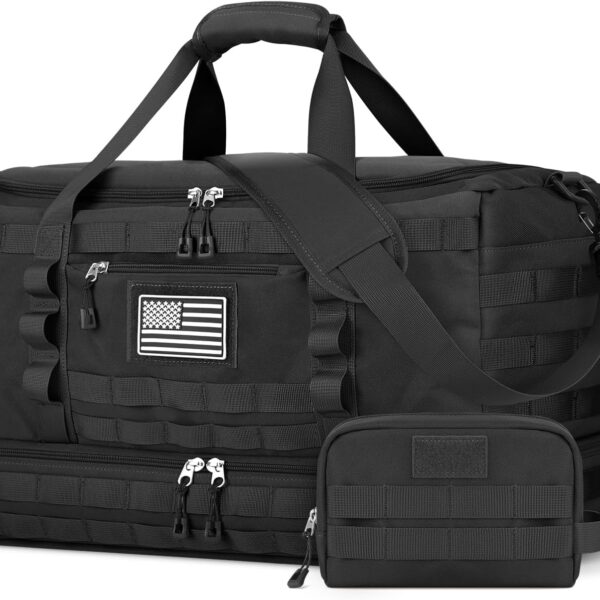ETRONIK Gym Bag for Men Women, Carry on Luggage 22x14x9 Airline Approved, Tactical Travel Duffle Bag with Toiletry Bag and Shoe Compartment, Weekender Overnight with Wet Pocket for Workout, Black