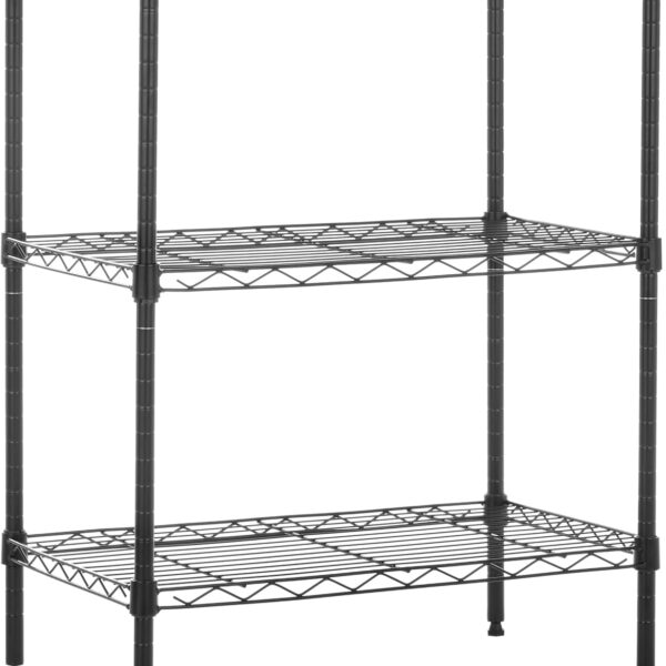 Amazon Basics 3-Shelf Adjustable Heavy Duty Steel Wire Rack Storage Shelving Organizer for Kitchen, Garage, 23.2" L x 13.4" W x 30" H, Black