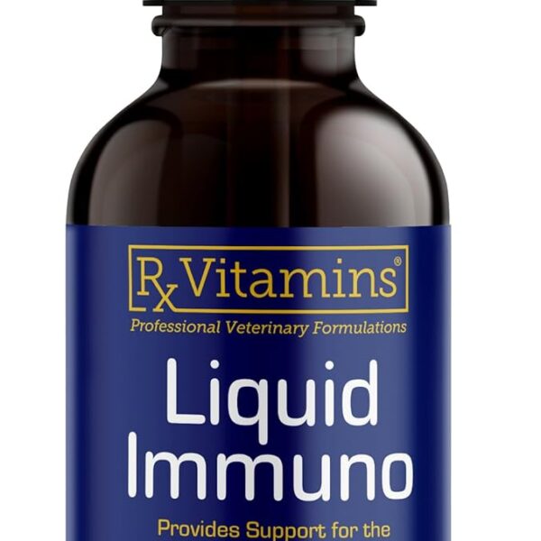 Rx Vitamins Liquid Immuno - with L-Lysine for Cats and Dog Health - Reishi Mushroom Supplement for Dogs & Cat Immune Support - Vitamins for Dogs and Dog Eye Supplements with Lutein - Chicken (2oz)