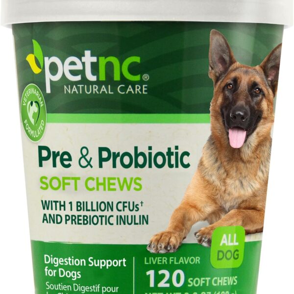PetNC Natural Care Liver Flavor,Cheese Pre & Probiotic Soft Chews for Dog 120 ct (Pack of 1) (Packaging May Vary)