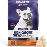 Miracle Vet Dog Weight Gainer Chews for Energy & Mass - High Calorie Dog Food Supplement - Appetite Stimulant & Healthy Weight Gain Supplements for Dogs - 60 Soft Dog Treats for Puppies and Adults