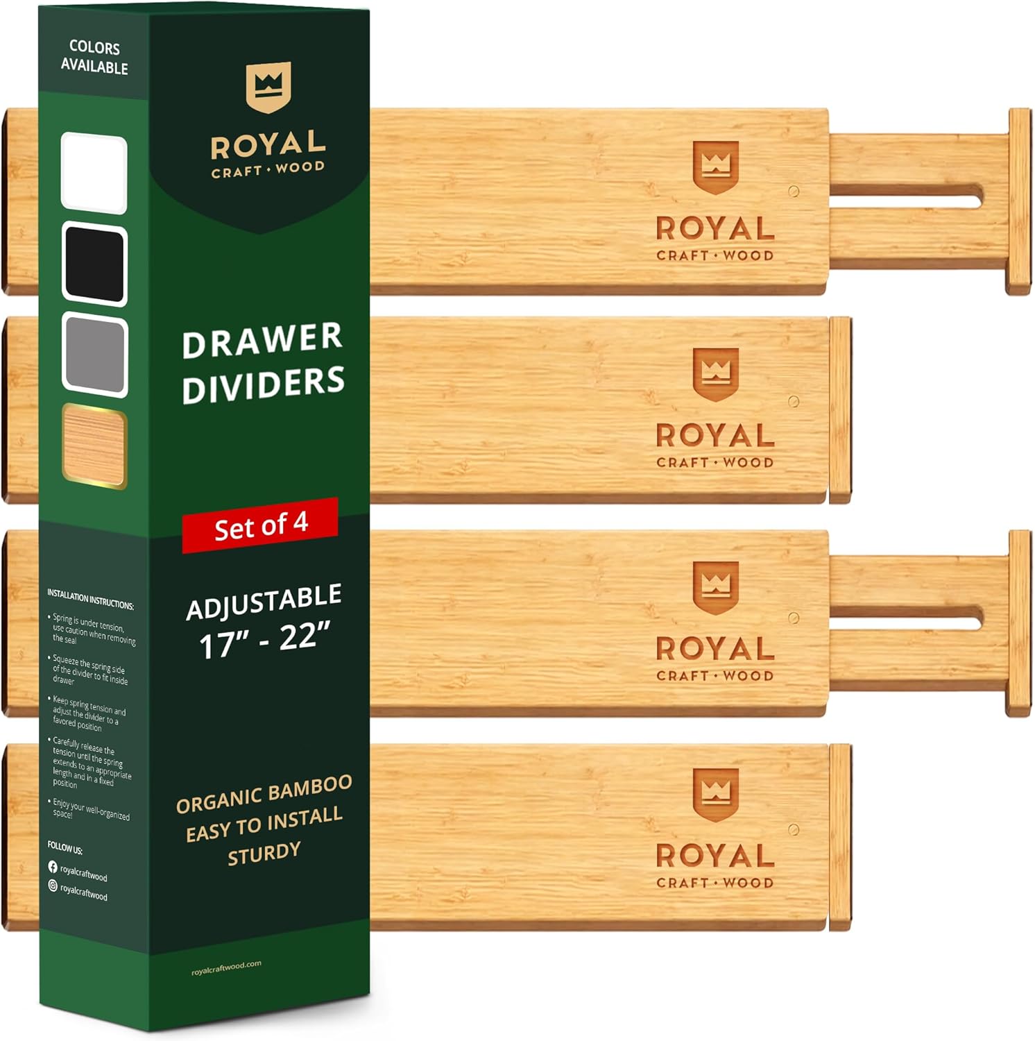 Bamboo Drawer Dividers Organizers, Adjustable Drawer Separator Splitters, 1722 Inches Expandable Drawer Divider Organizer for Large Utensils, Kitchen, Bedroom, Dresser & Office Drawers 4-Pack Bamboo Drawer Dividers Organizers, Adjustable Drawer Separator Splitters, 1722 Inches Expandable Drawer Divider Organizer for Large Utensils, Kitchen, Bedroom, Dresser & Office Drawers 4-Pack