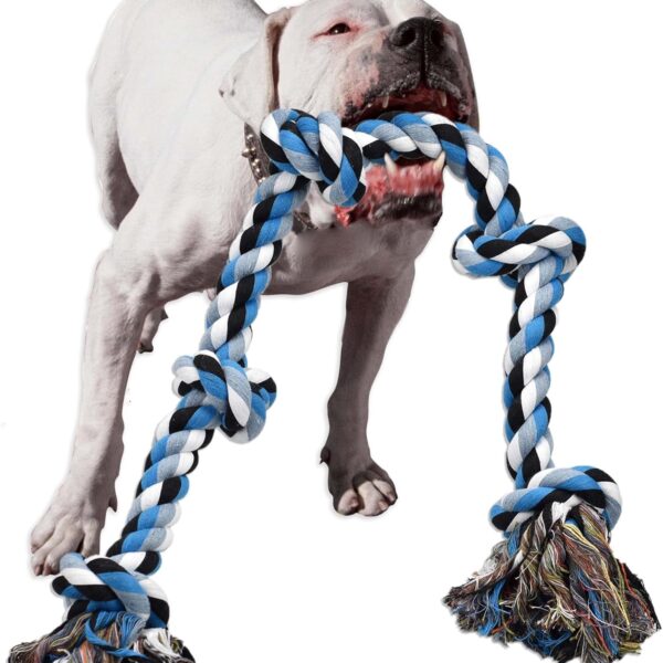 Dog Toys for Aggressive Chewers Tough Rope Chew Toys for Large and Medium Dog 3 Feet 5 Knots Indestructible Cotton Rope for Large Breed Dog Tug of War Dog Toy Teeth Cleaning