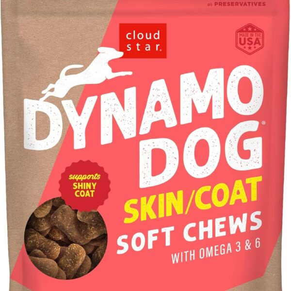 Cloud Star Dynamo Dog Skin & Coat Soft Chews Grain Free Dog Treats, Salmon, 14 oz. Pouch