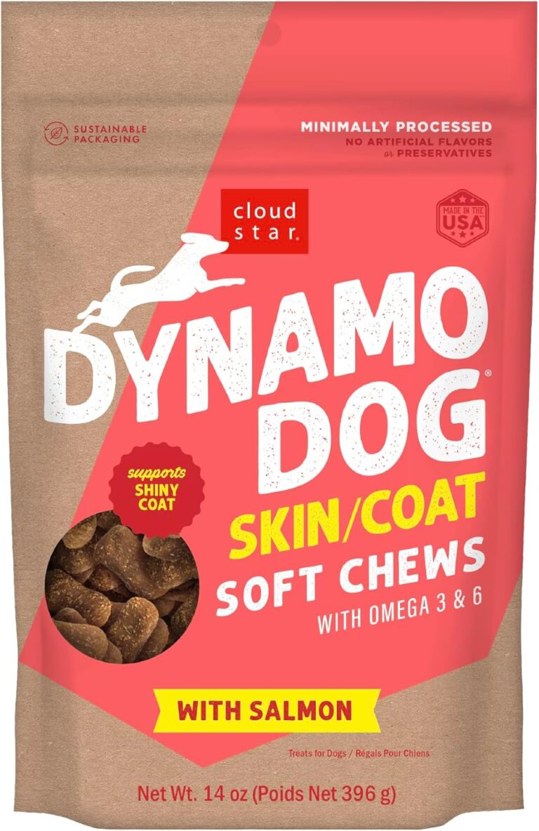 Cloud Star Dynamo Dog Skin & Coat Soft Chews Grain Free Dog Treats, Salmon, 14 oz. Pouch