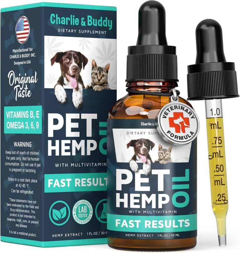 Charlie & Buddy Hemp il for Dogs Cats - Helps Pets with nxity, Pin, Strss, Slp, rthritis, Sizures Rlief - i Jint Halth - Clming Trats