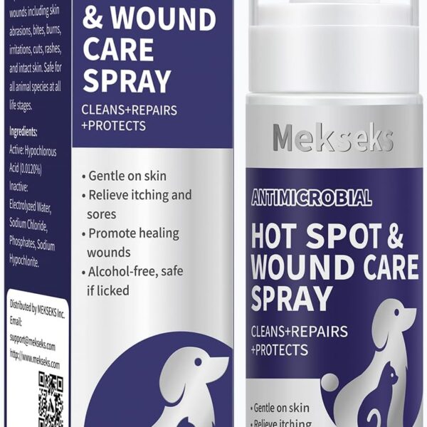Pet Hot Spot Wound Care Spray for Dogs and Cats - Advanced HOCl Formula - Fast Healing for Cuts, Scrapes, Skin Infections & Post Surgery Incision for All Animals - Safe & Gentle, Non-Irritating Spray