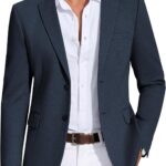 COOFANDY Mens Casual Blazer Knit Sport Coat Lightweight Two Button Suit Jacket