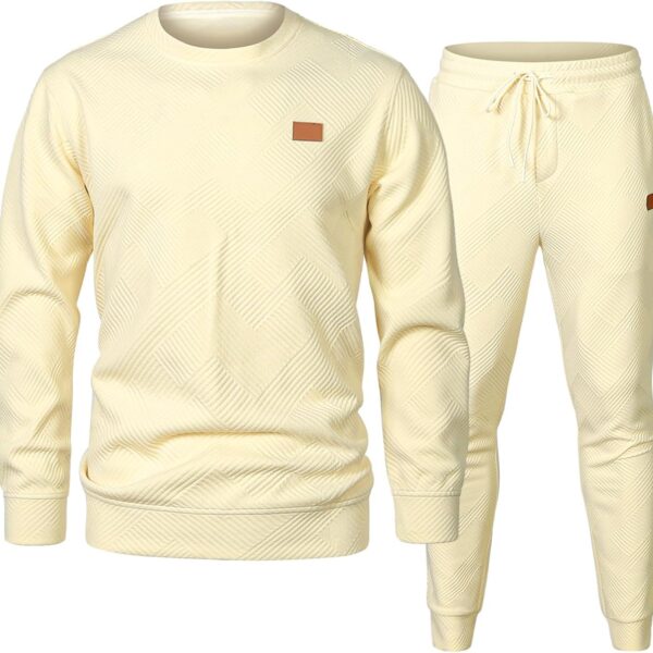 JMIERR Men's 2 Piece Outfits Knit Jacquard Pullover Sweatshirt Tracksuit & Joggers Sweatpants Sweatsuit Sets with Pockets