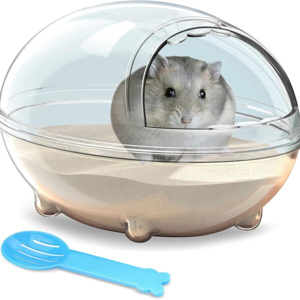 Hamster Bathroom,Hamster Bathtub Box,dust Bath for Hamster,Hamster Sand Bath Container,Hamster Bath,Hamster Bathing Bowl,Transparent Hamster Bathtub Toilet for Hamster Accessories (L)