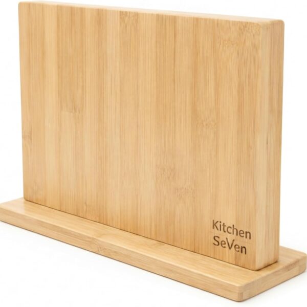 Magnetic Knife Block with 18 COREVA Magnetic Plates  Double Sided Bamboo Knife Holder, Engineered Full-Surface Magnetic System for All Knives & Scissors, Countertop Storage Organizer