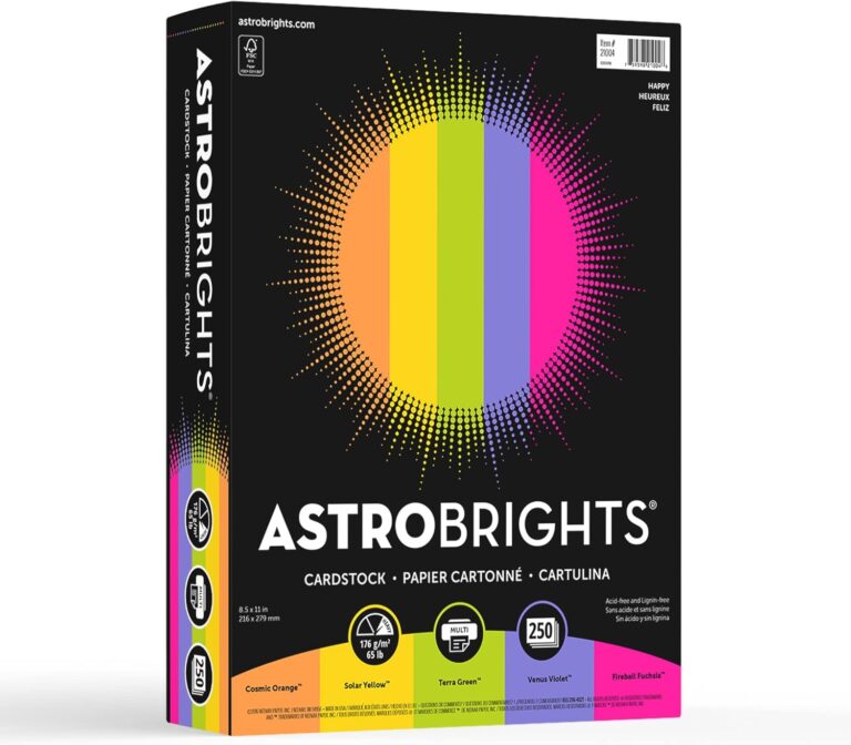 Astrobrights Color Card Stock, Happy Assortment, Letter (8.5" x 11"), 65 Lb, Pack Of 250