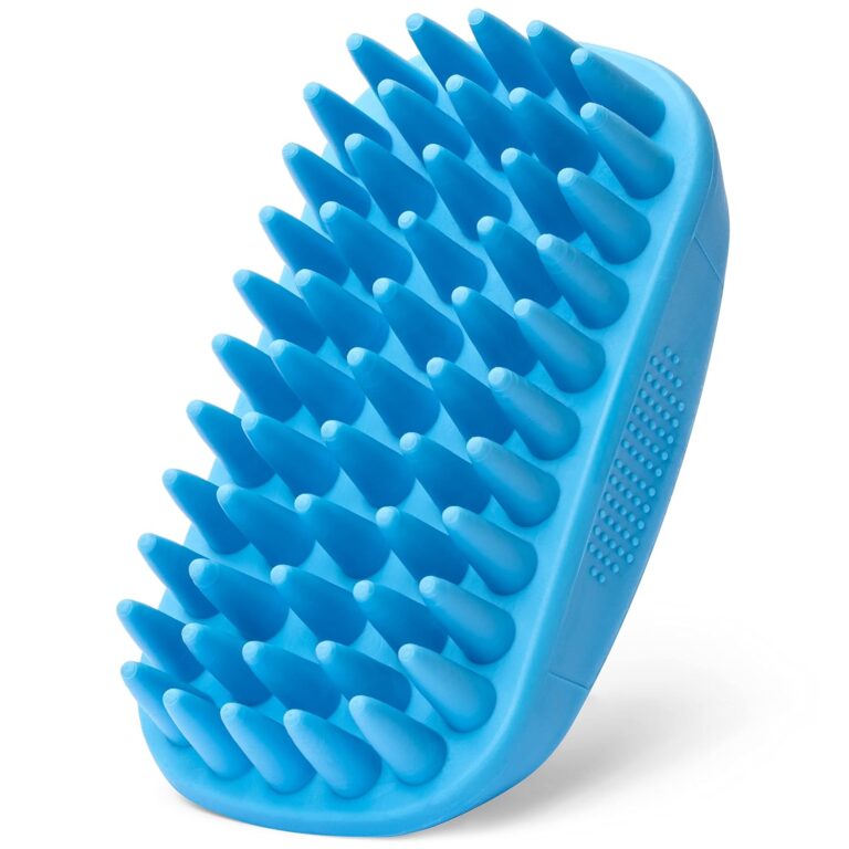 Rubber Curry Brush Dog for Short Haired Dogs - Soft & Gentle Deshedding Brush - Use Wet as Bath Brush or Dry for Grooming Loose Hair