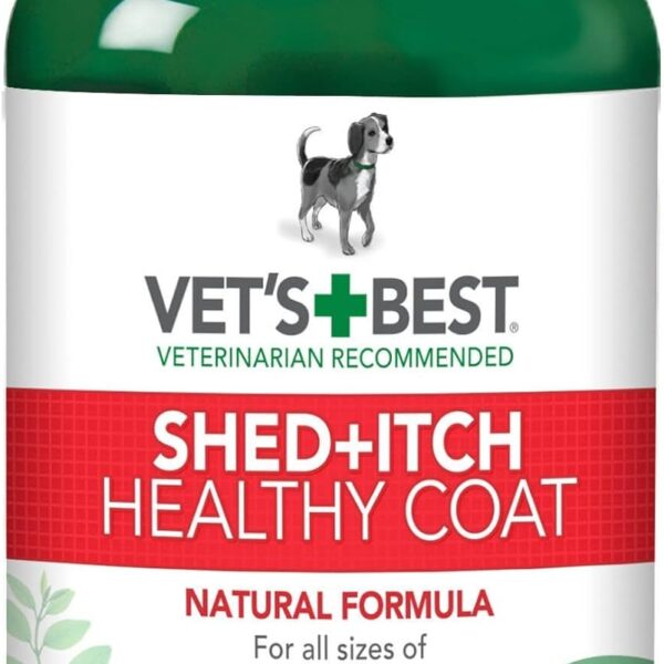 Vet's Best Healthy Coat Shed & Itch Relief Dog Supplements | Relieve Dogs Skin Irritation and Shedding Due to Seasonal Allergies or Dermatitis | 50 Chewable Tablets