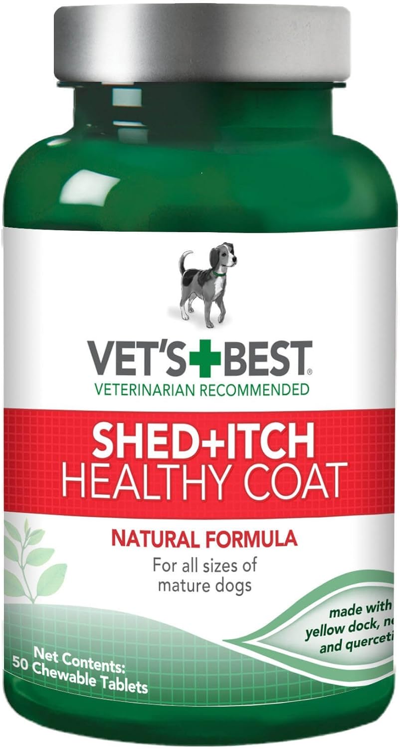 Vet's Best Healthy Coat Shed & Itch Relief Dog Supplements | Relieve Dogs Skin Irritation and Shedding Due to Seasonal Allergies or Dermatitis | 50 Chewable Tablets Vet's Best Healthy Coat Shed & Itch Relief Dog Supplements | Relieve Dogs Skin Irritation and Shedding Due to Seasonal Allergies or Dermatitis | 50 Chewable Tablets