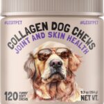 Collagen Dog Chews for Joint & Skin Health 120 Soft Chews All Breeds Mobility, Cartilage Repair & Pain Relief Hip & Joint Skin Coat Anti-inflammatory Support Eggshell Membrane Senior & Adult Dogs