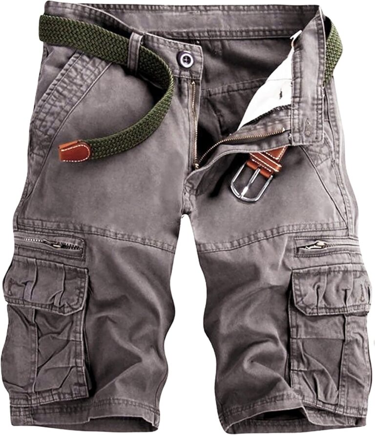 Mens Cargo Shorts Cotton Work Shorts Multi Pocket Casual Workout Shorts for Men NO Belt