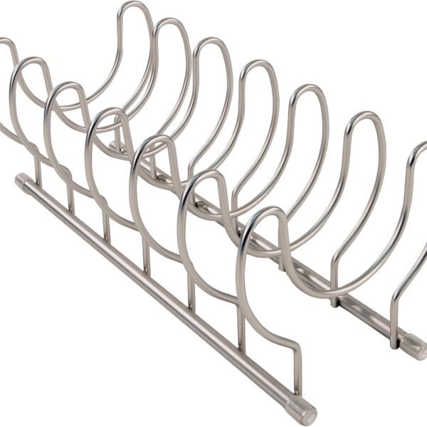 Spectrum Pot Lid Organizer Inside Cabinet Holder in Satin Nickel for Plate and Pan Lids, 6 Slot Lid Holder and Plate Organizer for Kitchen Storage, Plate Rack Organizer for Cabinet 5" X 13" X 5.75"