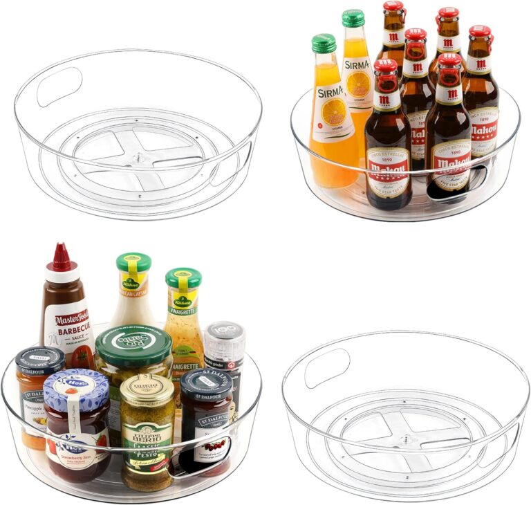 GUZON 4 Pack Lazy Susan Organizer for Cabinet, Upgraded 11.5" Clear Turntable Organizer with Handles and Raised Edge, Pantry Organizers and Storage for Kitchen, Refrigerator, Bathroom, Table