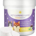 Dog Eye Wipes, 120 Count Cat Eyes Cleaning Wipes Gentle Pet Tear Stain Remover, Hypoallergenic Puppy Dogs Eye Wash Cleaner for Debris Discharge Mucus, Vet Recommended Aloe Chamomile Pets Wipe Pads