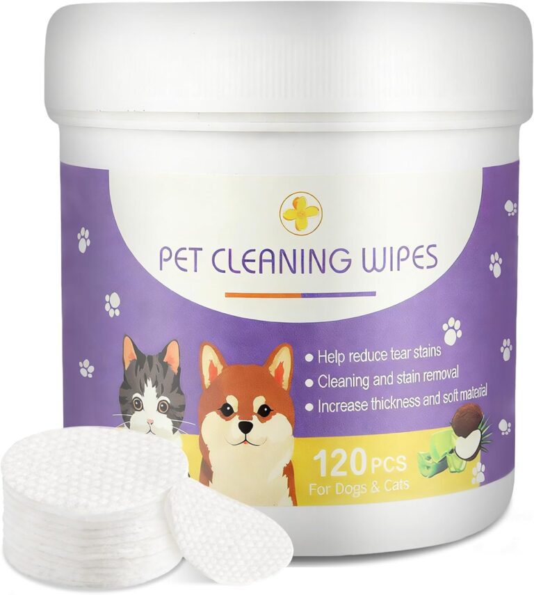 Dog Eye Wipes, 120 Count Cat Eyes Cleaning Wipes Gentle Pet Tear Stain Remover, Hypoallergenic Puppy Dogs Eye Wash Cleaner for Debris Discharge Mucus, Vet Recommended Aloe Chamomile Pets Wipe Pads