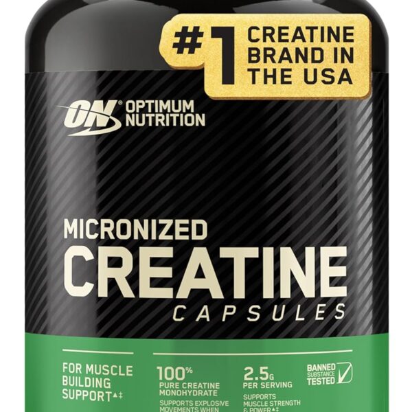 Optimum Nutrition Micronized Creatine Monohydrate Capsules, Keto Friendly, 2500mg, 100 Capsules