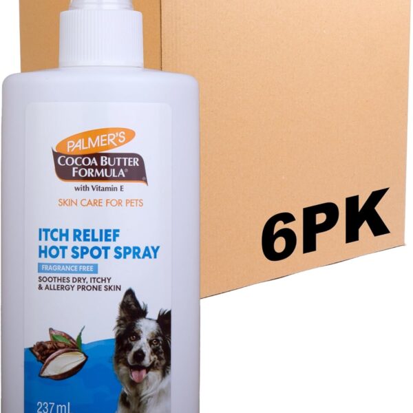 Palmer's for Pets Itch & Hot Spot Relief Spray with Cocoa Butter; Dog Skin Conditioner Spray with Vitamin E and Cocoa Butter, Skin Allergy Spray for Dogs, 8 Oz - 6 Pack