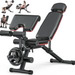 XDDIAS Workout Bench, Adjustable Weight Bench with Leg Extension and Leg Curl, Extended Headrest, 900LBS Preacher Curl Bench Incline Decline Flat Workout Bench for Home Gym Full Body Exercise