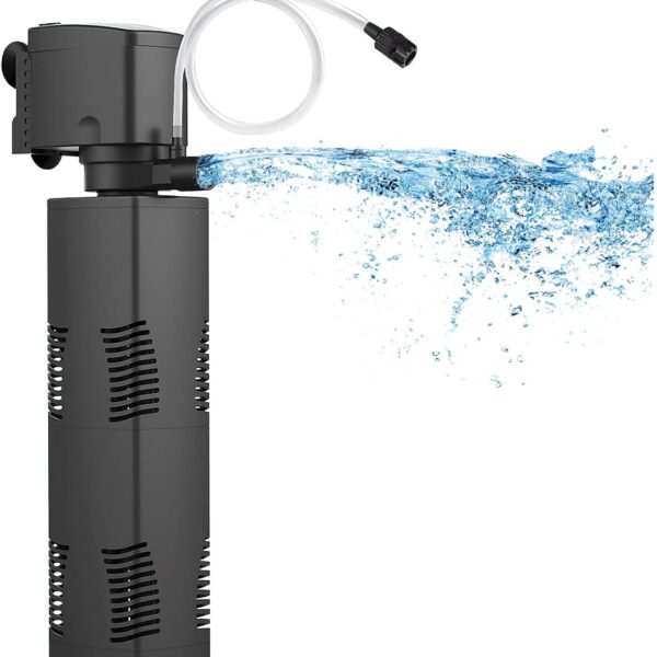 Aquarium Filter for 55-150 Gal. Tank Crystal 300GPH Biochemical Filtration Powerful Pump Submersible Internal Fish Tank Filters Large Tank Pond Clear Wavemaker Air Supply 4 in 1