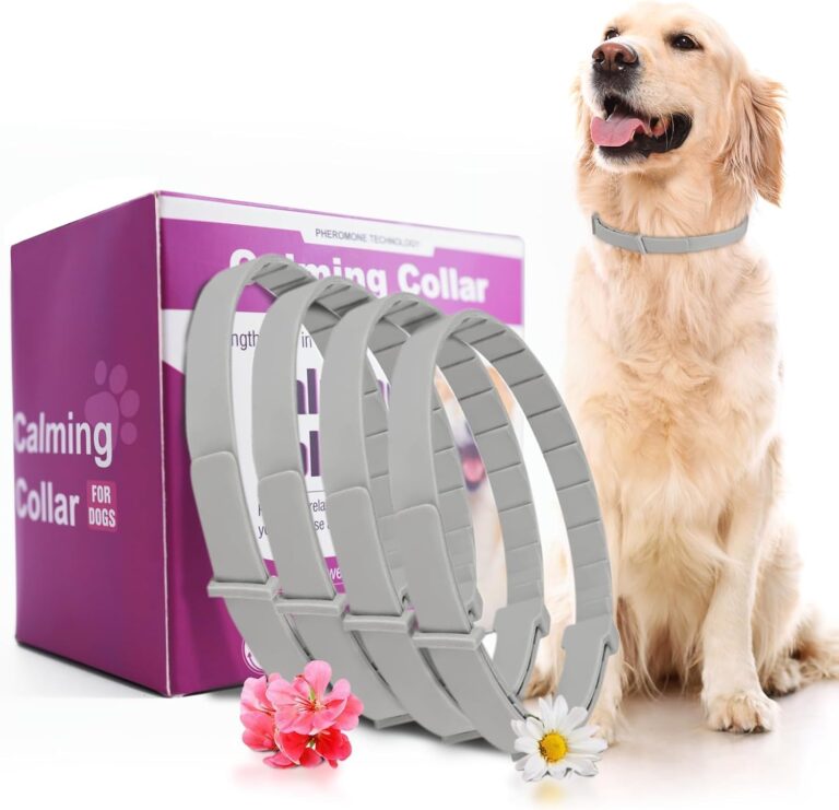 Calming Collar for Dogs 4 Packs, Dog Calming Collar, 100% Natural Essential Oil & Pheromone Formula, Reduces Anxiety & Stress for 90 Days, Waterproof Design, Long-Lasting Polymer Release Technology
