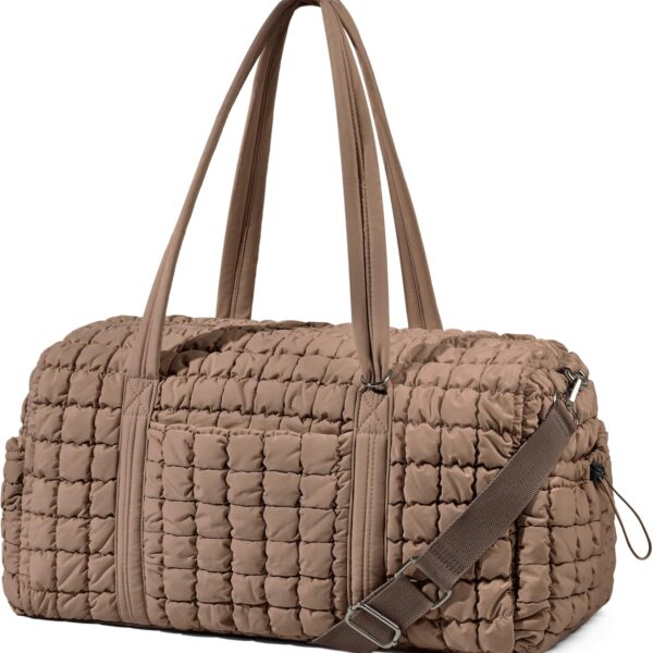 Quilted Travel Duffle Bag for Women Medium Weekender Bag Puffer Overnight Bag Large Soft Puffy Duffel Bag Carry-On Gym Bag Lightweight Personal Item Travel Bag for Trips Business Sport Airplane