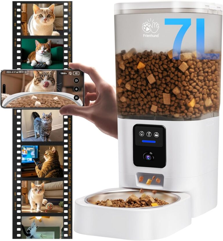 Automatic Cat Feeder with 2K Camera: 5G WiFi Automatic Dog Feeder with Night Vision,Cat Food Dispenser with 7L Large Food Storage Container for Multiple Pet,Detachable for Easy Clean -29 Cup